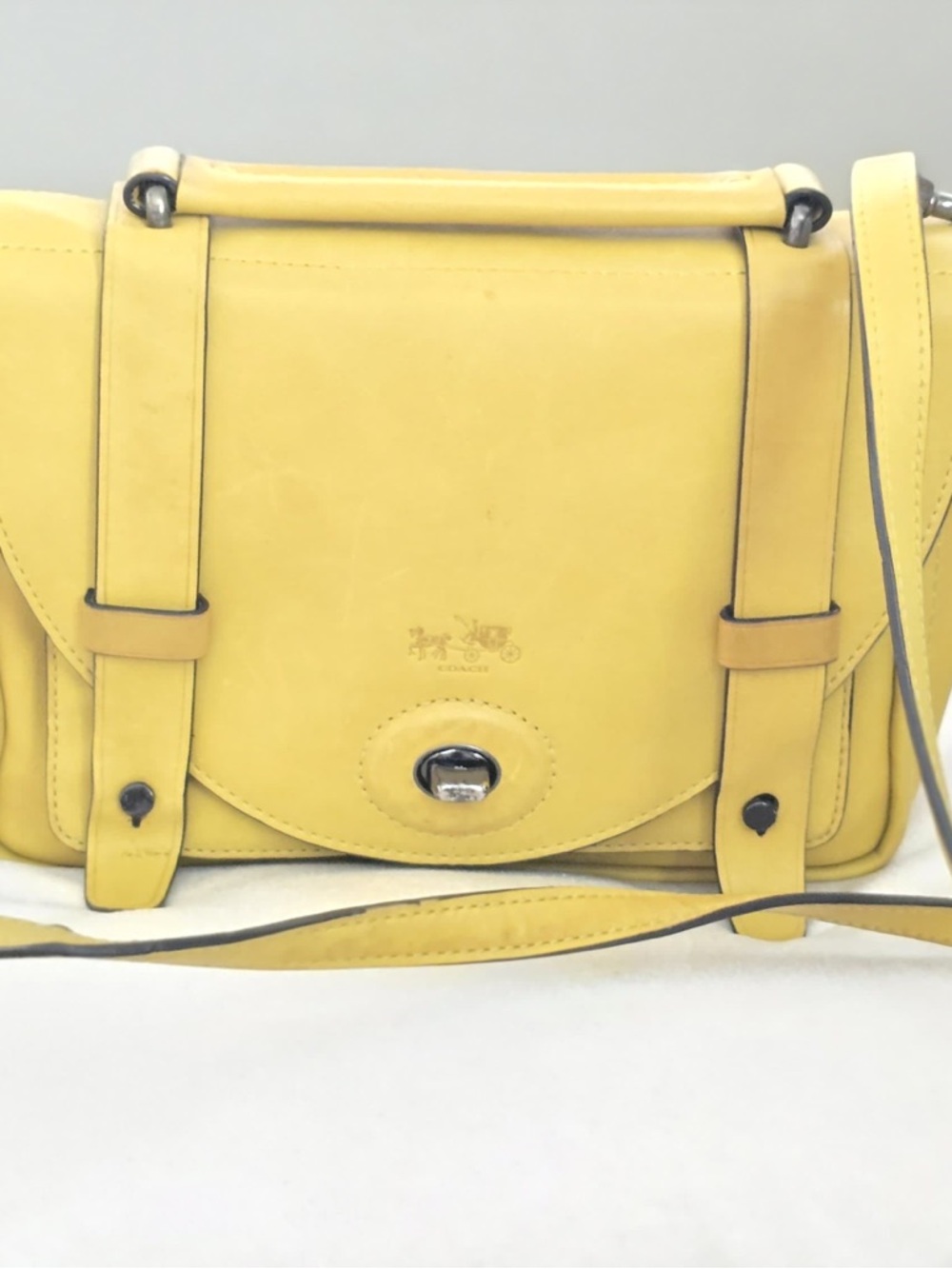 Coach Yellow Leather Turnlock Satchel Crossbody